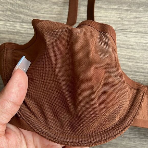 SMOOTHEZ by Aerie Balconette Mesh Bra Size 34B Universe Brown Underwire Sheer - Picture 4 of 7